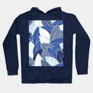 Leaf wall // pattern // navy royal and pale blue leaves pastel blue lines Hoodie